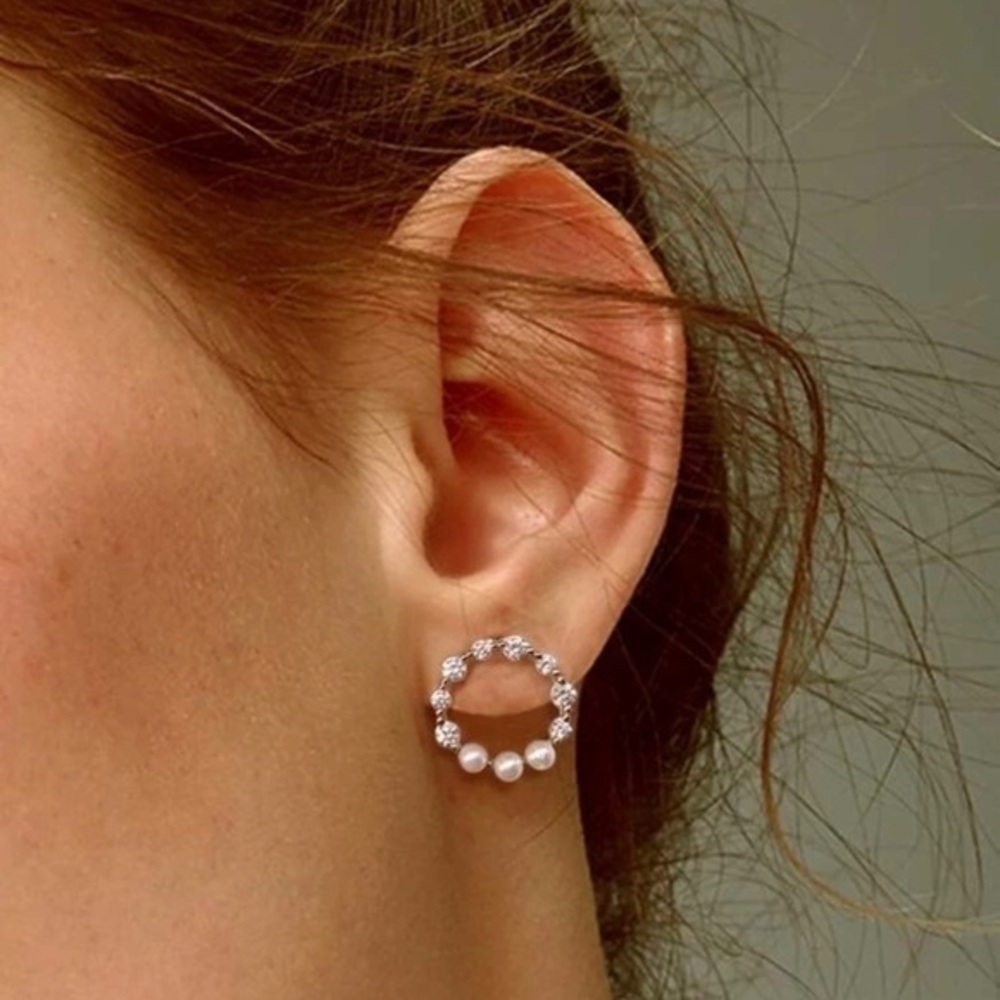 3/$30 🤍 Faux Pearl Rhinestone Earrings